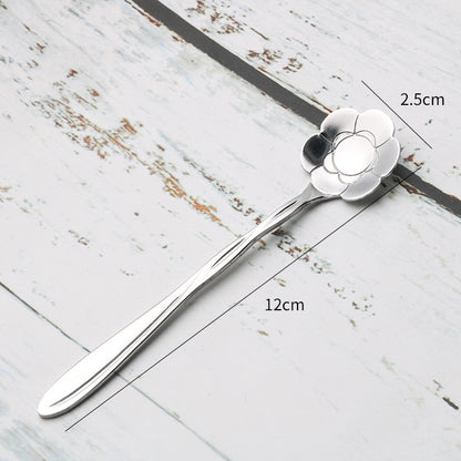 Teaspoons Rose Shaped Flower Stainless Steel Kitchen Tableware Handle Cutlery Mini Dessert Tea Dining Spoon For Snacks