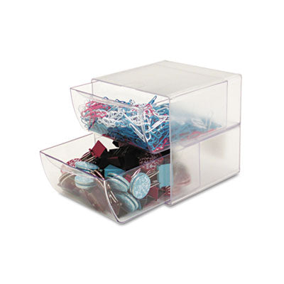 deflect-o 350101 2 Drawer Cube Organizer- Clear Plastic- 6 x 6 x 7 7/2