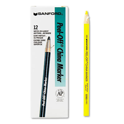 Sanford Ink 2083 Peel-Off China Markers- Yellow- Dozen