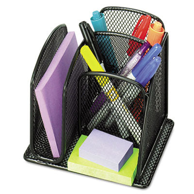 Safco 3250BL Onyx Mini Organizer with Three Compartments  Steel Mesh