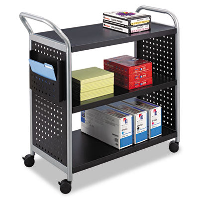 Safco 5339BL Scoot Three Shelf Utility Cart  31 x 18 x 38  Black-Silve