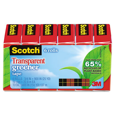 Scotch 6126P Transparent Greener Tape  .75 in. x 900 in.   1 in. Core