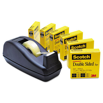 Scotch 665-6PKC40 665 Double-Sided Tape with C40 Dispenser  .5 in. x 9