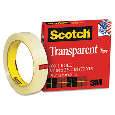 3M 600342592 Transparent Glossy Tape  3/4&apos;&apos; x 72 Yar