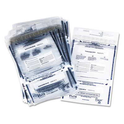 PM Company 58008 Clear Dual Deposit Bags- Tamper Evident- Plastic- 11