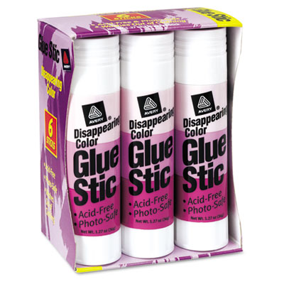 Avery 98071 Purple Application Permanent Glue Stics  1.27 oz  6 Pack