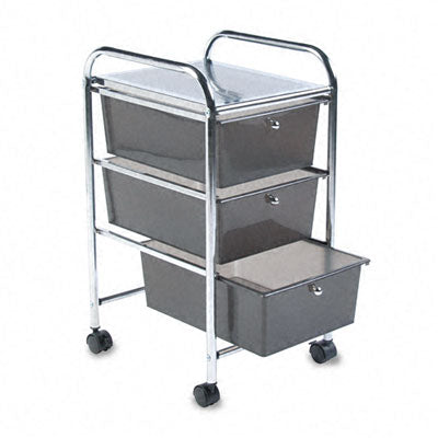 Advantus 34006 Portable Three-Drawer Organizer  Chrome Metal Frame/Smo