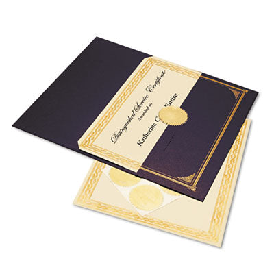 Geographics 47481 Ivory/Gold Foil Embossed Award Cert. Kit  Blue Metal