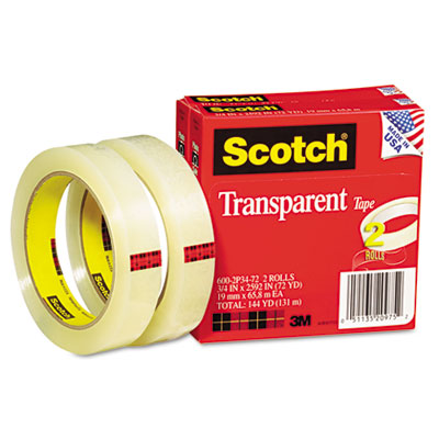 3M 6002P3472 Transparent Tape 600-2P34-72  .75 X 2592  3   core  trans