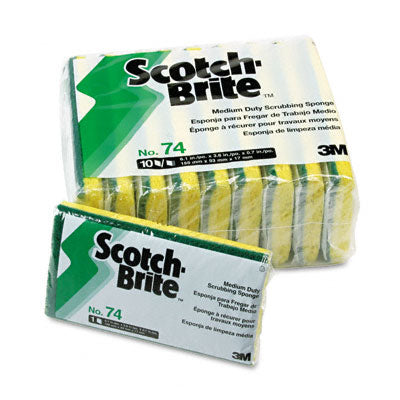 3M 74CC Scotch-Brite Medium-Duty Scrubbing Sponge  3-1/2 x 6-1/4  10 P