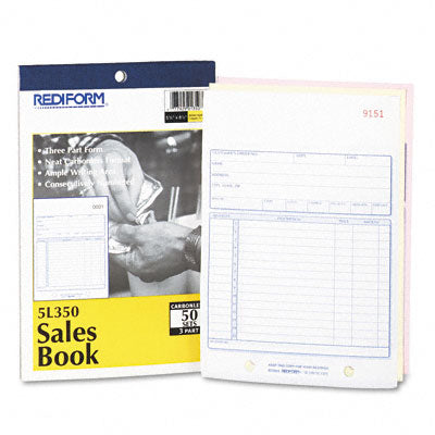 Rediform 5L350 Sales Form  5-1/2 x 7-7/8  Carbonless Triplicate  50 Se