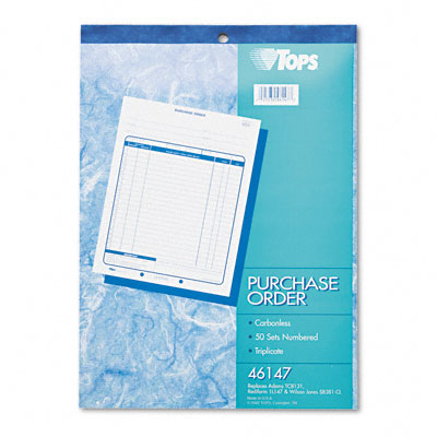 Tops 46147 Purchase Order  8-1/2 x 11  Carbonless Triplicate  50 Sets/