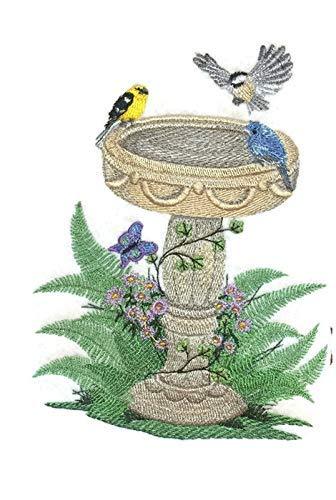 Bloom Flowers [Summer Birdbath] Embroidered Iron on/Sew Patch [6.54"