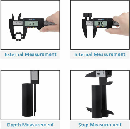 Digital Caliper Electronic Gauge Carbon Fiber Vernier Micrometer Ruler 150mm 6