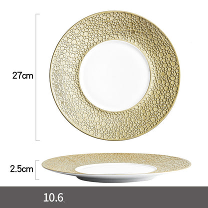 Golden Ceramic Meteorite Pattern European Style Dinner Plate Steak Plate