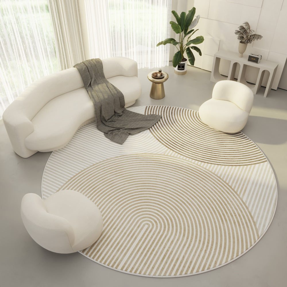 Round Living Room Carpet Ring Velvet Modern Simple Cream Color Porch Bedroom Bedside Blanket Non-slip Floor Mat