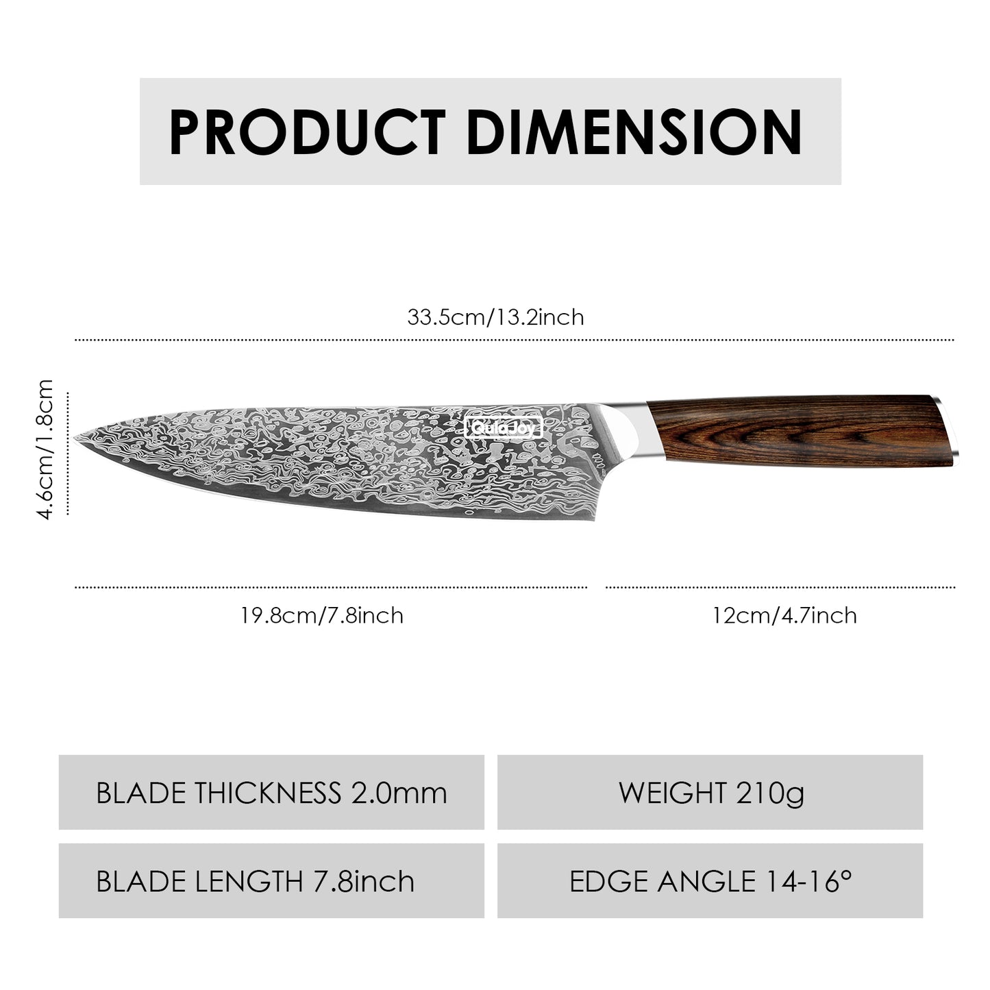 Qulajoy Japanese Chef Knife  Kitchen Knife High Carbon German Steel Cooking Knives Damascus Pattern Japanese Knife With Ergonomic Handle For Home Kitchen Outdoor