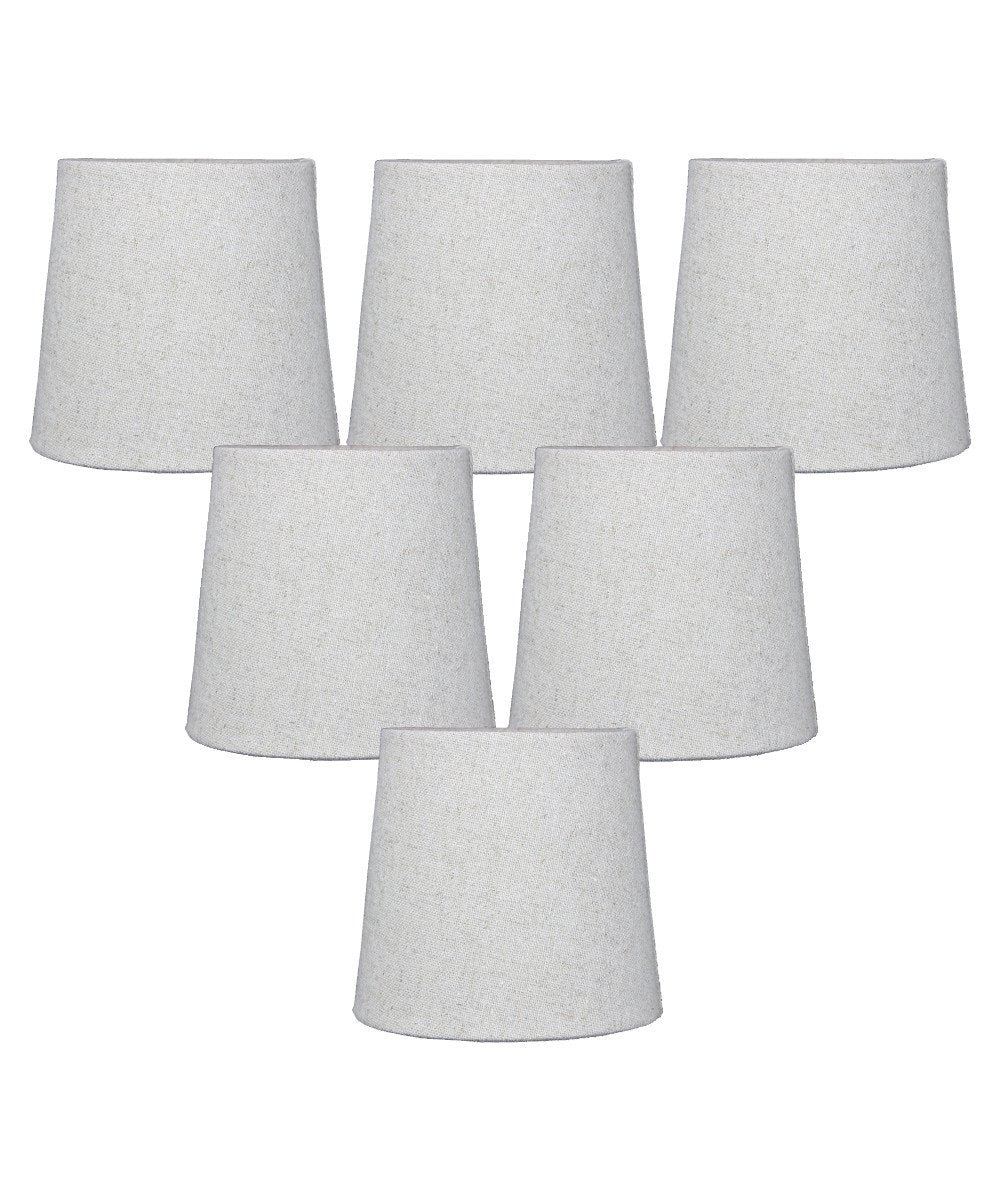 6"W x 5"H Set of 6 Sand Linen Drum Chandelier Clip-On Lampshade