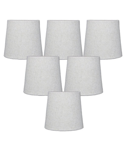 6"W x 5"H Set of 6 Sand Linen Drum Chandelier Clip-On Lampshade