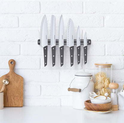 Magnetic Knife Strip With Knife Set, 6 Piece Knife Set With Knife Holder, Kitchen Knife Set With Magnetic Knife Block, 13.2inch Multipurpose Magnetic Knife Holder For Wall