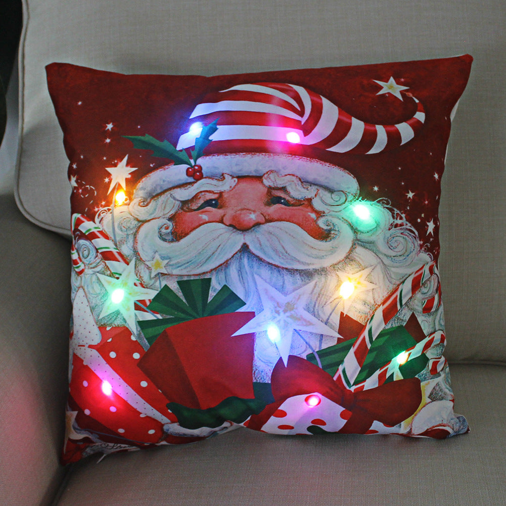 New Lantern Christmas LED Light Super Soft Short Plush Pillowcase