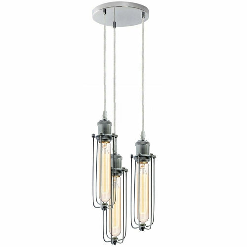 3 Way Cluster Hanging Ceiling Pendant Light E27 Chrome Light Fitting