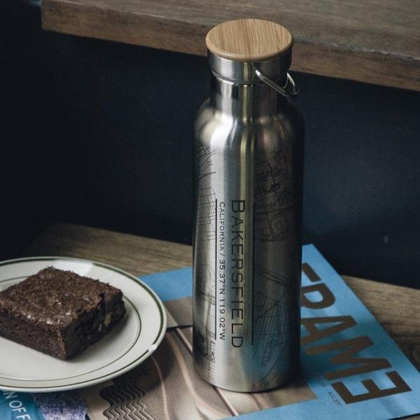 Bakersfield - California Map Bottle with Bamboo Top