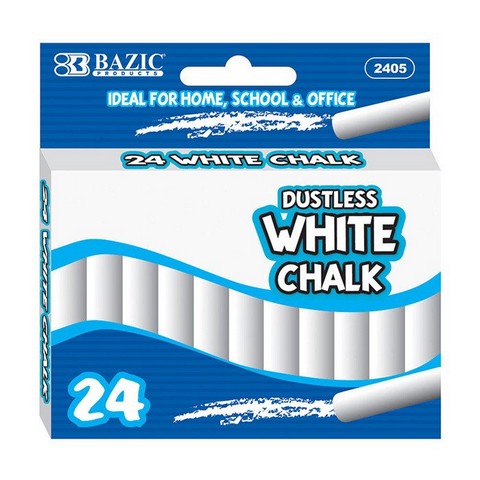 Bazic 2405  Dustless White Chalk (24/Box) Box of 24