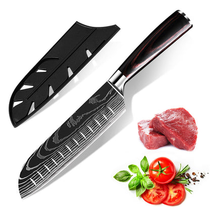 10PCS Japanese Damascus Steel Chef Knife - Professional Hardened Kitchen Knives Cut Stainless Steel Santoku Kitchen