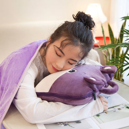 Functional Cartoon Folding Pillow Nap Blanket