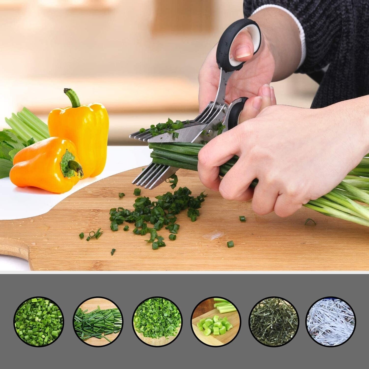 Herb Scissors Set With 5 Blades And Cover - Multipurpose Kitchen Shear