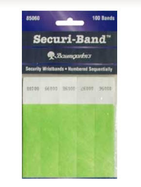 SICURIX Sequentially Number RED Security Wristbands 100 Pack RED (8502