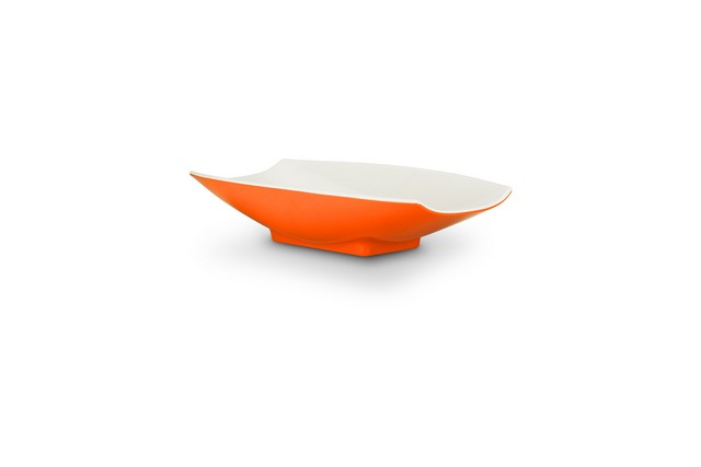 Bon Chef 53702-2ToneOrange 10.5 x 6.12 x 2.5 in. Melamine Curves Bowl