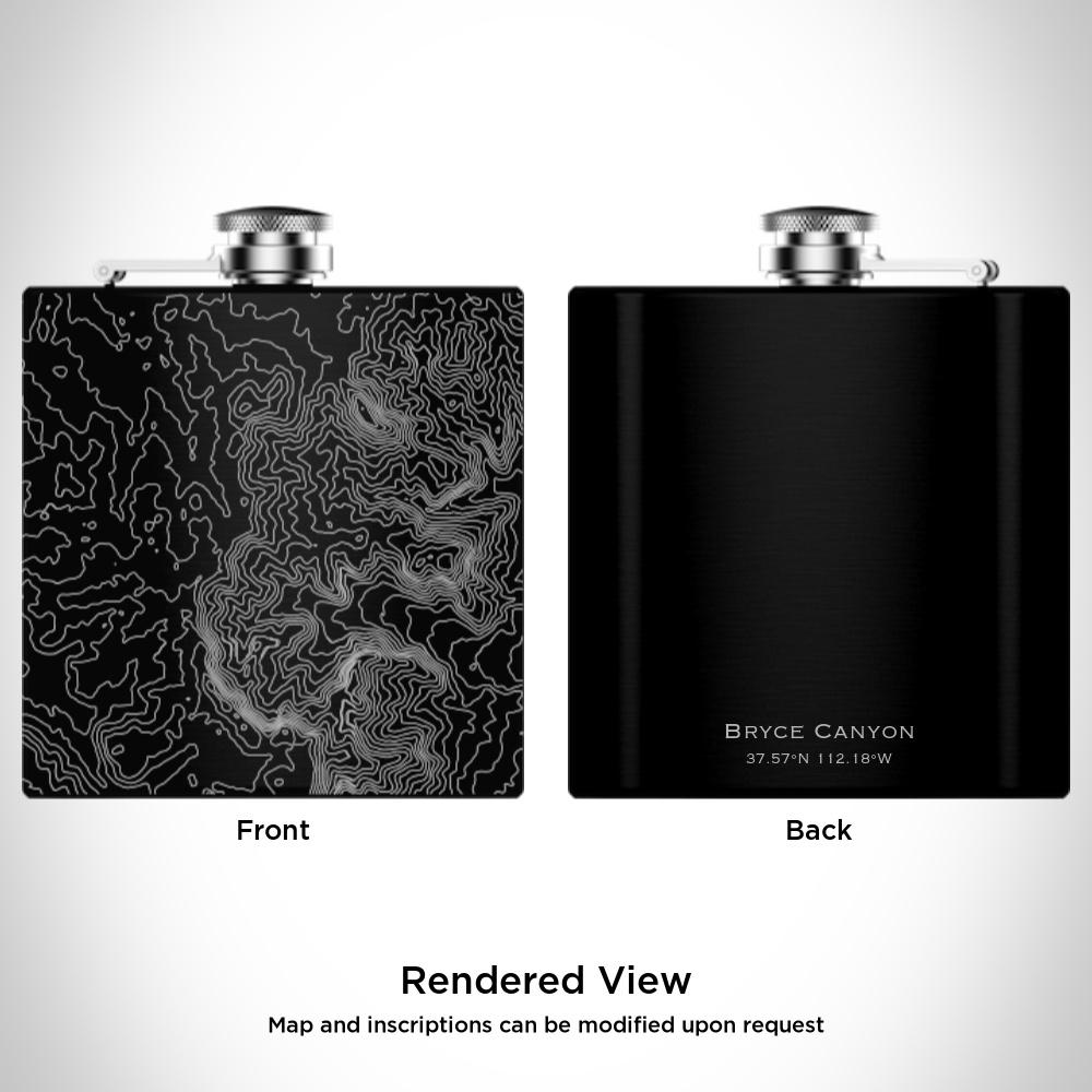 Bryce Canyon National Park - Utah Map Hip Flask in Matte Black