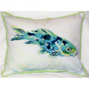 Betsy Drake HJ136 Blue Koi Indoor & Outdoor Throw Pillow- 16 x 20 in.