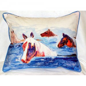 Betsy Drake ZP151 Chincoteague Ponies Indoor & Outdoor Throw Pillow- 2