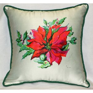 Betsy Drake ZP901 Poinsettia Throw Pillow- 22 x 22 in.