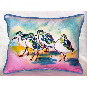 Betsy Drake ZP953 Pink Sanderlings Indoor & Outdoor Throw Pillow- 20 x