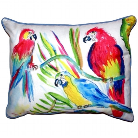 Betsy Drake HJ392 Three Parrots Large Indoor & Outdoor Pillow