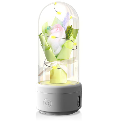 Creative 2 In 1 Bouquet LED Light And Bluetooth Speaker Mother's Day Gift Rose Luminous Night Light Ornament In Glass Cover