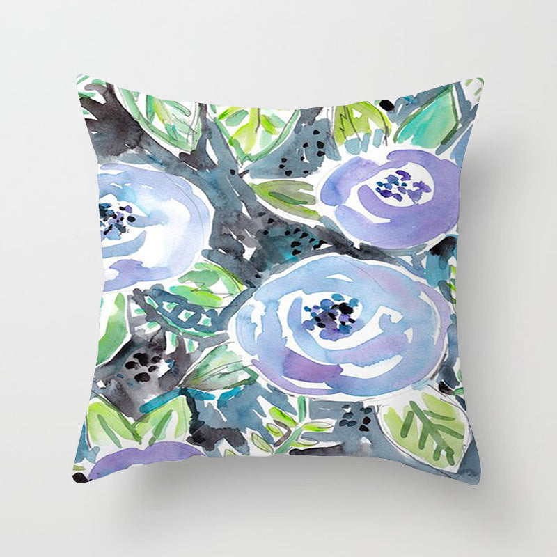 Home Decor Living Room Sofa Graffiti Flower Print Pillowcase