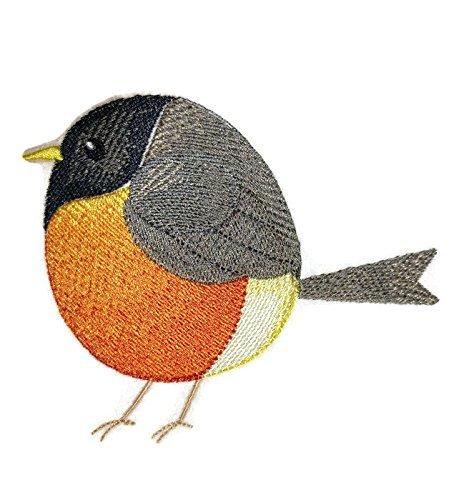 Birds Roly-Poly Robin Embroidered Iron on/Sew Patch [4.76" X 4.85"]