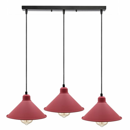 Retro Industrial Hanging Chandelier Ceiling Cone Shade pink colour