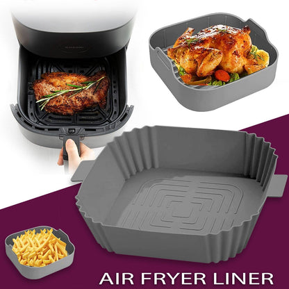 Silicone Air Fryer Tray Basket Liners Non-Stick Safe Oven Baking Tray Pot