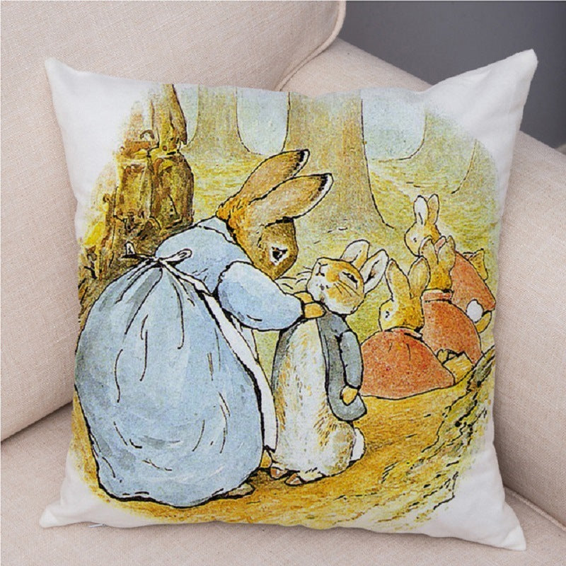 Cartoon Rabbit Peach Skin Fabric Pillow Cover Home Decoration Sofa Cushion Cover Seat Cover Easter Amazon AliExpress