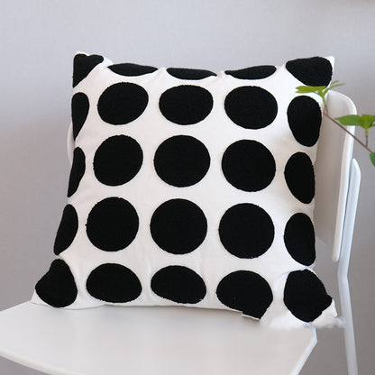 Black And White Line Embroidered Pillow Modern And Simple