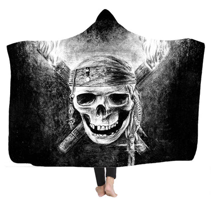 Hooded Blanket Cloak 3D Digital Printing Nap Blanket Skull