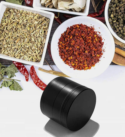 Herb Grinder 4-Piece Metal Small Hand Crusher Mill Magnetic Top Black US