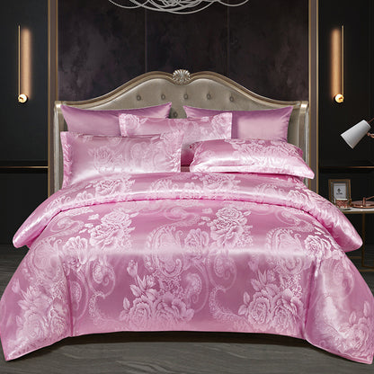 European Light Luxury Wedding Satin Jacquard Four-piece Set