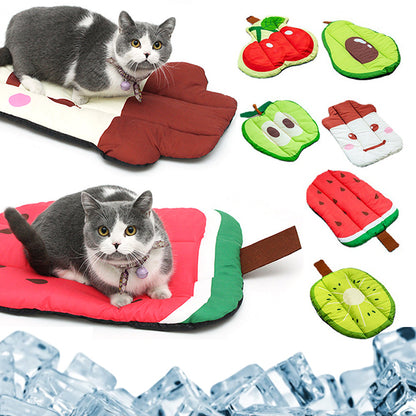 Dog Cooling Mat Pet Beds Cat Rug Ice Silk Pet Self Cooling Pad Blanket Summer Washable Oxford Farbric Cooling Down Summer Fruit